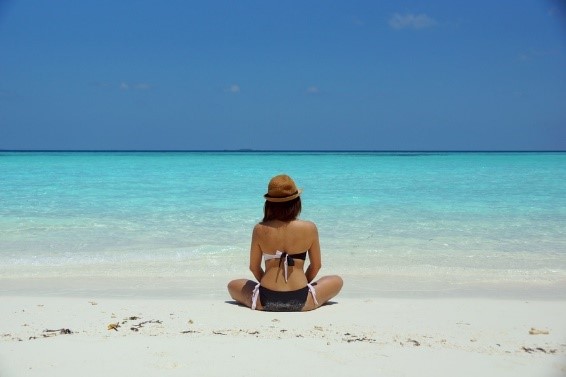 sitting on beach